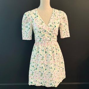 Adelyn rae White, Pink, Green Eyelet Wrap Front Dress